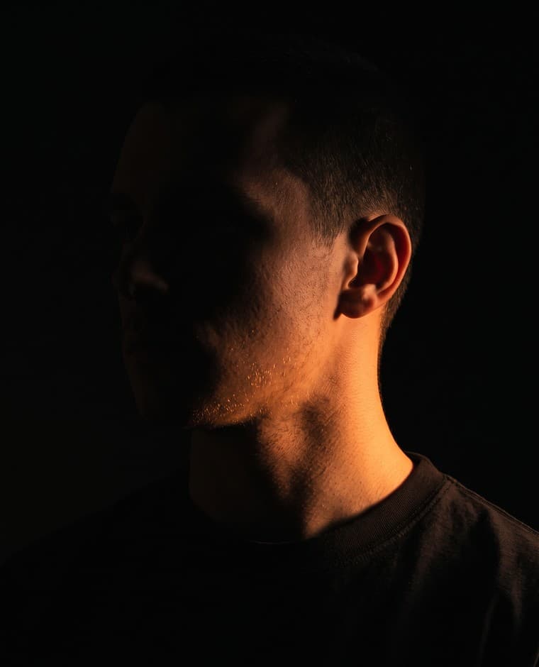 Portrait lit in warm orange