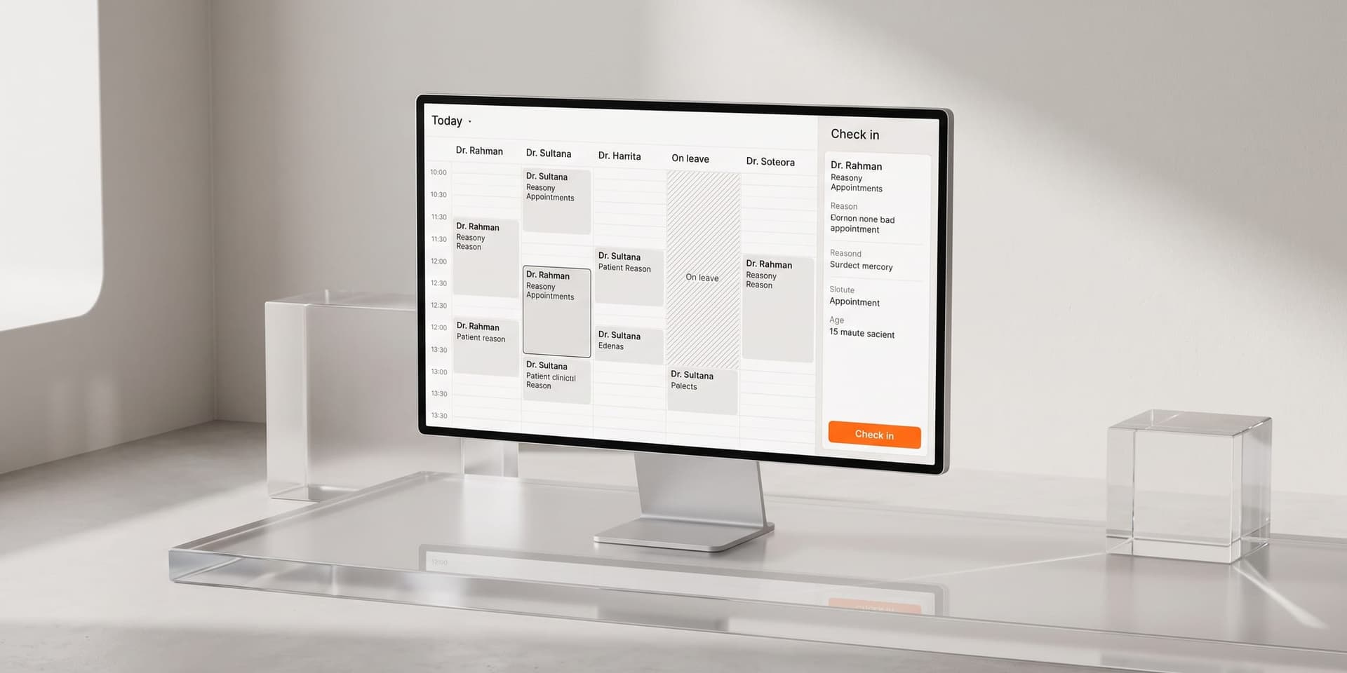 Clinic scheduling and patient record screens
