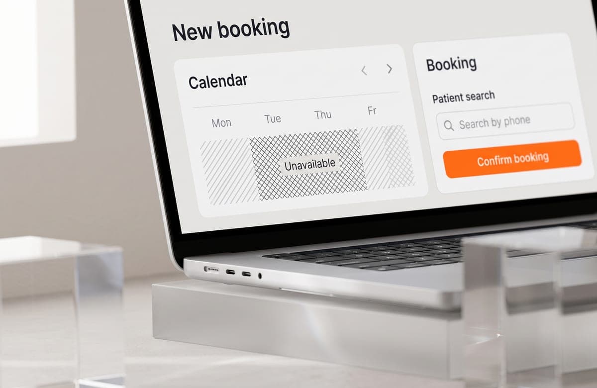 Appointment calendar with live doctor availability
