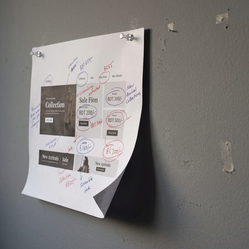 Early storefront wireframes